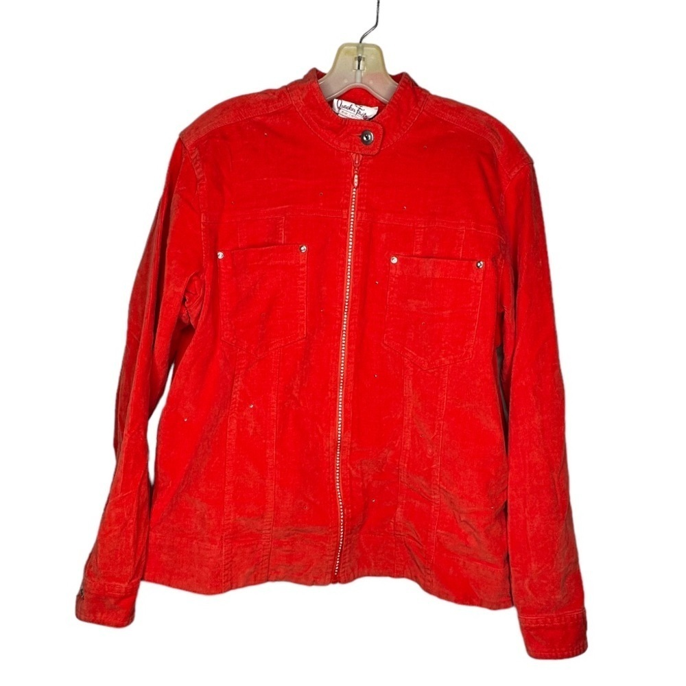 Quacker Factory Coral‎ Corduroy Zip Jacket